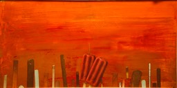 Arizona's Unpainted Desert 12X24 oil and collage on masonite 2013