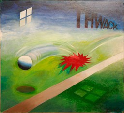 Line Drive 22X24 oil signed Hasheian