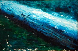 Swash in Blue Passing oil on Masonite 2014 initialed 